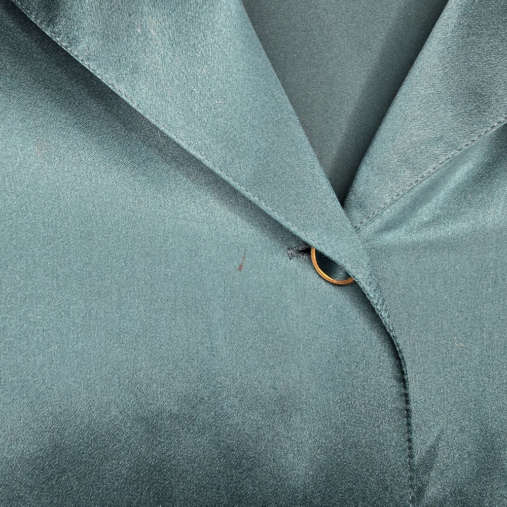 Victoria's Secret Teal 100% Silk Blouse Vintage - Picture 4 of 5